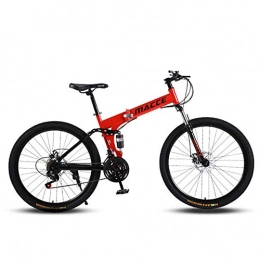 XHCP Bike XHCP 26in Folding Mountain Bike, Full Suspension MTB Bikes Outroad Mountain Bicycle 21 Speed Dual Disc Brakes MTB for Men Women