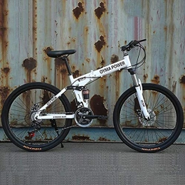XHJZ Folding Mountain Bike XHJZ 26" / 26inch Folding Mountain Bike, 21 / 24 / 27 speed, Unisex, Steel Frame Spoke wheel Integrated Wheel, Premium Full Suspension, White, 21 speed