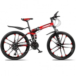 XHJZ Folding Mountain Bike XHJZ Mountain Bike Folding Bikes, 26Inch 24-Speed Double Disc Brake Full Suspension Anti-Slip, Lightweight Aluminum Frame, Suspension Fork, B, 24 speed