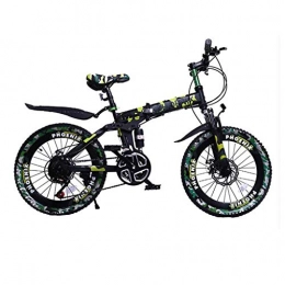 Xiaoping Folding Mountain Bike Xiaoping Kids Bikes, Children's Bikes, Boy Speed Bikes 6-15 Years Old, Mountain Bikes, Camo Brown (Color : Green, Size : 20 inches)