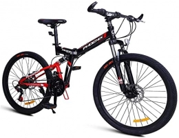 XinQing Bike XinQing 24-Speed Mountain Bikes, Folding High-Carbon Steel Frame Mountain Trail Bike, Dual Suspension Kids Adult Mens Mountain Bicycle, 26Inch