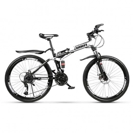 XM&LZ Folding Mountain Bike XM&LZ High Carbon Steel Folding Mountain Bike, Variable Speed Fat Tire Suspension Mtb Bikes, Road Foldable Bike Bicycle Adults Kids A 24speed 24inch