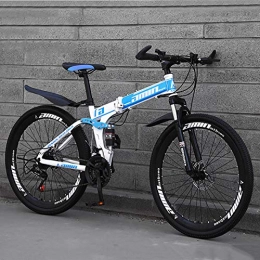 XUELIAIKEE Folding Mountain Bike XUELIAIKEE Mountain Bike For Youth And Adult, Carbon Steel 27 Speed Full Mountain Bike Spoke Wheel Dual Suspension Folding Bike Gears Bicycles For Mens And Womens