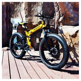 XXCZB Folding Mountain Bike XXCZB Fat Tire Mountain Bikes 26Inch Dual Suspension for Men Women Adult Foldable Mountain Trail Bike with Mechanical Disc Brakes High Carbon Mountain Bike-30 Speed_Yellow