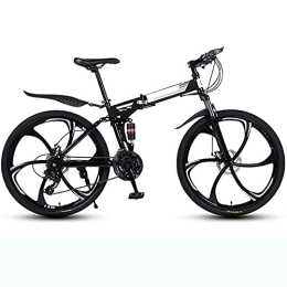 YARUMD FOOD Bike YARUMD FOOD Balance BikesFolding Mountain Bikes, 26-Inch Dual-Suspension Carbon Mountain Bike, with 21 Speed Dual Shock Absorbers And Dual Disc Brakes, For Mountain Road Bike, Black, 26 inch 21 speed