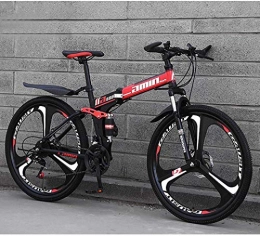 YBB-YB Folding Mountain Bike YBB-YB YankimX Mountain Bike Folding Bikes, 26" 30Speed Double Disc Brake Full Suspension AntiSlip, Lightweight Aluminum Frame, Suspension Fork (Color : Red, Size : D)