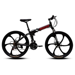 YUNLILI Folding Mountain Bike YUNLILI Multi-purpose Folding Men's Bike 21 / 24 / 27 Speed With Mechanical Disc Brake Carbon Steel Frame With Lockable Suspension Fork (Color : Black, Size : 24 Speed)