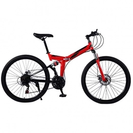 Yunyisujiao Folding Mountain Bike Yunyisujiao Mountain Bikes, 24-inch folding mountain bikes, 21-Speed Bicycle Full Suspension MTB, Men And Women Portable Adult Bicycle (Color : Red)