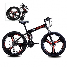 YXYBABA Folding Mountain Bike YXYBABA 24-Speed Bicycle Full Suspension MTB ​​Gears Dual Disc Brakes Mountain Bicycle 24 Inch Men's Mountain Bikes Foldable Mountainbike, 24 speed three cutter wheel