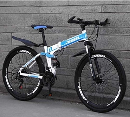 YZPFSD Bike YZPFSD Mountain Bike Folding Bikes, 26Inch 27-Speed Double Disc Brake Full Suspension Anti-Slip, Lightweight Aluminum Frame, Suspension Fork, Blue, A