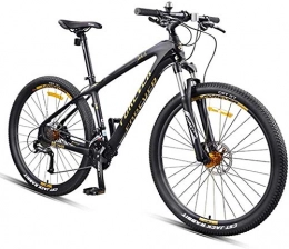 YZPTYD Bike YZPTYD 27.5 Inch Mountain Bikes, Carbon Fiber Frame Dual-Suspension Mountain Bike, Disc Brakes All Terrain Unisex Mountain Bicycle, Gold, 27 Speed