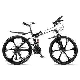 ZJBKX Bike ZJBKX 24 Inch Folding Mountain Bike, 21 Speed Double Damping 6 Knife Wheel and Bicycle Double Disc Brakes Mountain Bike