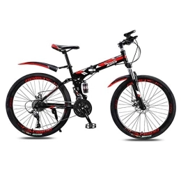 ZJZ Folding Mountain Bike ZJZ Men's Mountain Bikes, Folding Mountain Bike, 24" Double Suspension High Carbon Steel Frame 21 Speed Double Shock Absorption Teen Unisex Mountain Bike with Front And Rear Fenders