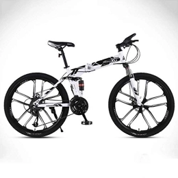 ZJZ Bike ZJZ Men's Mountain Bikes, Folding Mountain Bike, 26" High Carbon Steel Frame Full Suspension Off Road Speed Racing 27 Speed Double Shock Absorbers for Men And Women Students