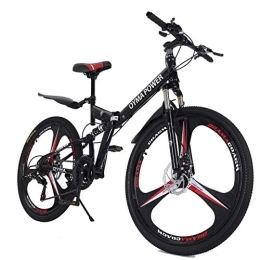 ZSMLB Bike ZSMLB Adult Road Bikes Mountain Bikes26 Inch Folding Mountain Bike with 21 Speed 3 Spoke Wheels and 21 Speed Shifter, High Carbon Steel Frame Double Disc Brake & Dual Full Suspension Anti-Sli