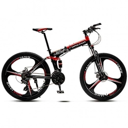 ZTIANR Folding Mountain Bike ZTIANR Mountain Bicycle, 26" Folding Mountain Bike 21 / 24 / 27 / 30 Speed City Bike Bicycle Aluminum Alloy Wheel Dual Suspension Shock Absorption, Red, 21 speed