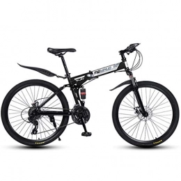 ZTYD Folding Mountain Bike ZTYD 26" 21-Speed Mountain Bike for Adult, Lightweight Aluminum Full Suspension Frame, Suspension Fork, Disc Brake, Black, A