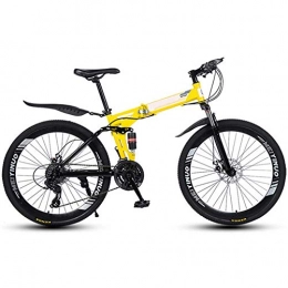 ZUQIEE Folding Mountain Bike ZUQIEE Mountain Bike Outdoor sports 26Inch Folding Mountain Bike ShockAbsorbing OffRoad AntiTire Mountain Bike Male And Female Adult Lady 24Speed Mountain Bike (Color : Yellow)