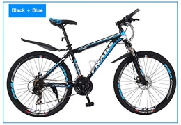 TaoRan Bike 24 / 2 '' full suspension adult mountain bike Suspended frame Fork - high carbon steel adjustable seat Brakes V-Brake mountain bike woman mountain bike man-Black + blue_24 "24-speed_(Spoke wheel)