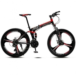 24" 21-speed Folding Variable-speed Mountain Bike, Men Women Universal Bicycles, Adult Off-road Mountain Bike, Double Shock-absorbing Three Knife Wheels Student MTB Racing, 8-second Folding Flat Groun