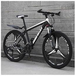 Wghz Bike 24 Inch Mountain Bikes, Mens Women Carbon Steel Bicycle, 30-Speed Drivetrain All Terrain Mountain Bike with Dual Disc Brake, 30Vitesses, Black 3 Spoke