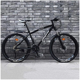 WSJYP Bike 26" Hardtail Mountain Bike Adult Men and Women, Double Disc Brake High-Carbon Steel Bicycle, 21 / 24 / 27 / 30 Speeds Mountain Bikes, 21 speed-Black