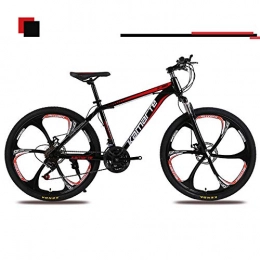 BSWL Mountain Bike 26 Inch 27 Speed Road Bike Dual Disc Brake Bicycle Cycling Mountain Bike Outdoor Road Bike Carbon Fork Mountain Road Racing Speed Bike Shock-Absorbing Bike, Black Red, 2