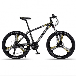 LZHi1 Bike 26 Inch Adult Mountain Bike With Lockable Suspension Fork, 30 Speed Mountain Trail Bike With Dual Disc Brakes, High Carbon Steel Frame Outdoor City Road Commuter Bike With Adjustable S(Color:Black gold)