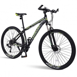 LZHi1 Bike 26 Inch Lockable Suspension Fork Mountain Bike For Adults, 33 Speed Aluminum Alloy Mountain Trail Bikes With Double Oil Disc Brake, Anti-slip Frosted Handlebar Outroad Mountain Bicycl(Color:Black green)
