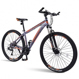 LZHi1 Bike 26 Inch Lockable Suspension Fork Mountain Bike For Adults, 33 Speed Aluminum Alloy Mountain Trail Bikes With Double Oil Disc Brake, Anti-slip Frosted Handlebar Outroad Mountain Bicycl(Color:Grey orange)