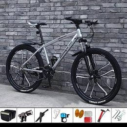 DelongKe Bike 26 Inch Men's Mountain Bikes, Road Bike 30 Speed Light Aluminum Frame Speeds Mountain Bikes Bicycles Alloy Stronger Frame Disc Brake, Silver, Ten cutter wheel