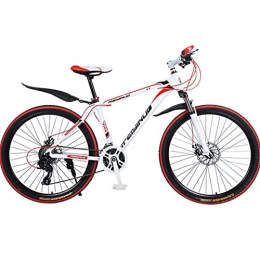PBTRM Bike 26 Inches Mountain Bike 27 Speeds MTB Bicycles for Adults And Teenagers, Full Aluminum Pedals, Aluminum Alloy Frame, Disc Brake, Suitable Height: 160-185, white red