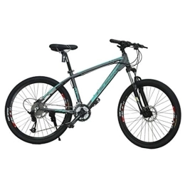 Dsrgwe Mountain Bike 26inch Mountain Bike, Aluminium Alloy Bicycles, 17" Frame, Double Disc Brake and Front Suspension, 27 Speed (Color : Gray+green)