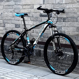 LZHi1 Bike 30 Speed Mountain Bikes For Men And Women, 26 Inch High Carbon Steel Frame Mountain Bicycles With Front Suspension Fork And Dual Disc Brakes, Outroad Mountain Bicycle With Adjustable (Color:Black blue)