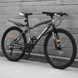 Abrahmliy Mountain Bike Abrahmliy Adult 24 Inch Mountain Bike for Men Women Off-Road Bicycle Double Disc Brake Bicycles High Carbon Steel Hard Tail Frame Rider Height 140-170Cm-Grey_24 speed