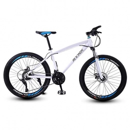 SCYDAO Bike Adult Mountain Bike, 26 Inch Mountain Bicycle 21 / 24 / 27 Speed, Full Suspension Mountain Bike with Mudguard, Double Disc Brake Mountain Bike, White, 27 speed