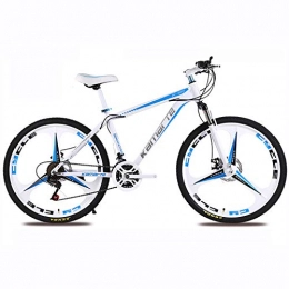 Alapaste Mountain Bike Alapaste 31.5 Inch 24 Speed High-carbon Steel Frame Bike, Safety Durable Double Disc Brake Bike, Thicken Not-slip Tires Mountain Bikes-White and blue 31.5 inch.24 speed