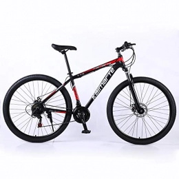 Alapaste Mountain Bike Alapaste Not Easily Deformed Durable Firm High Carbon Steel Material Bike, Front Suspension Double Disc Brake Bike, 34.1 Inch 24 Speed Mountain Bikes-Black and red 34.1 inch.24 speed