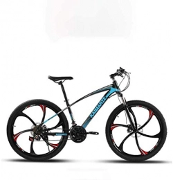 Alqn Mountain Bike Alqn Adult Variable Speed Mountain Bike, Double Disc Brake Bikes, Beach Snowmobile Bicycle, Upgrade High-Carbon Steel Frame, 26 inch Wheels, Blue, 27 Speed