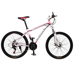 Bdclr Mountain Bike Aluminum alloy Mountain Bike 21 speed Overall frame Riding bicycle Spring fork Double disc brake, whitered