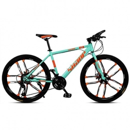 AP.DISHU Mountain Bike AP.DISHU 24 Inch Adult Mountain Bike All-Terrain Double Disc Brake Bikes Beach Snowmobile Bicycle Upgrade High-Carbon Steel Frame, Green, 24 Speed