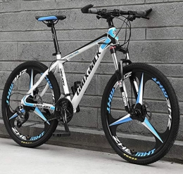 AP.DISHU Mountain Bike AP.DISHU 26 Inch Mountain Bikes High Carbon Steel Frame Road Bicycle Racing Suspension Fork Dual Disc Brake Bicycles, White Blue, 27 Speed