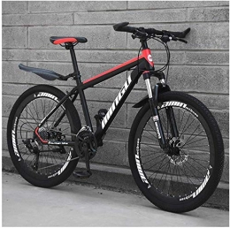 Asinean Mountain Bike Asinean 26 Inch Mountain Bike, Disc Brakes Mens Bicycle with Front Suspension, High Carbon Steel Hardtail Front Suspension MTB Adjustable Seat, Black Red, 24 Speed