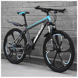 AZYQ Bike AZYQ 24 inch Mountain Bikes, Mens Women Carbon Steel Bicycle, 30-Speed Drivetrain All Terrain Mountain Bike with Dual Disc Brake, 21Vitesses, Cyan 3 Spoke, 27vitesses, Cyan 6 Spoke