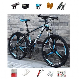  Mountain Bike Bicycle 21 / 24 Speed Mountain Bike 26 Inch Tire Snow Bike Double disc Shock Absorbing Bicycle, BLACK BLUE, 26in 21 speed