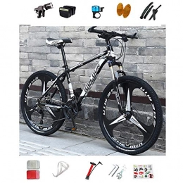  Mountain Bike Bicycle 21 / 24 Speed Mountain Bike 26 Inch Tire Snow Bike Double disc Shock Absorbing Bicycle, BLACK WHITE, 24in 27 speed
