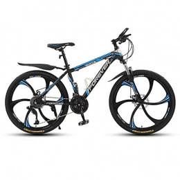 NLRHH Mountain Bike Bicycle, 26Inch Mountain Bike, Double Disc Brakes Mountain Bike, 24 Speed 6 Knife Wheel Bicycle, MTB, Black Blue peng