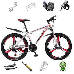  Mountain Bike Bicycle Mountain Bike 21 / 24 / 27speed 24 / 26 Inch Aluminum Alloy Road Bikes Mtb 3 Cutter Wheels Bicycles Dual Disc Brakes, White Red, 24 inch 21 speed