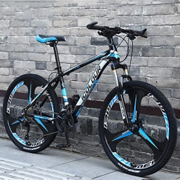  Mountain Bike Bicycle Mountain Bike 21 Speed Bicyclefront and Rear Shock Absorber Mountain Bike Cross Country Male and Female Adult Students, BLACK BLUE, 24in 27 speed