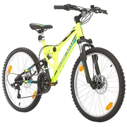 Bikesport Mountain Bike Bikesport PARALLAX Dual Suspension Mountain bike 24 Inch wheels Disc brakes Shimano 18 sp. (Neon Green)